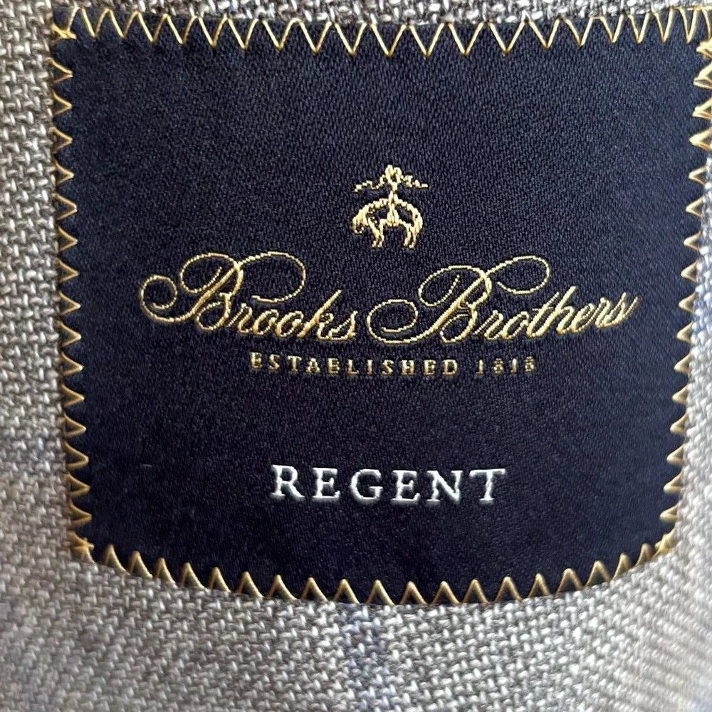 Brooks Brothers Mens Regent Glen Plaid Reda Wool Blazer Sport Coat 44L Gray Blue